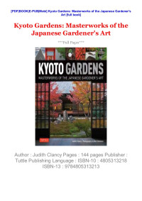 Kyoto Gardens : Masterworks Of The Japanese Gardener's Art